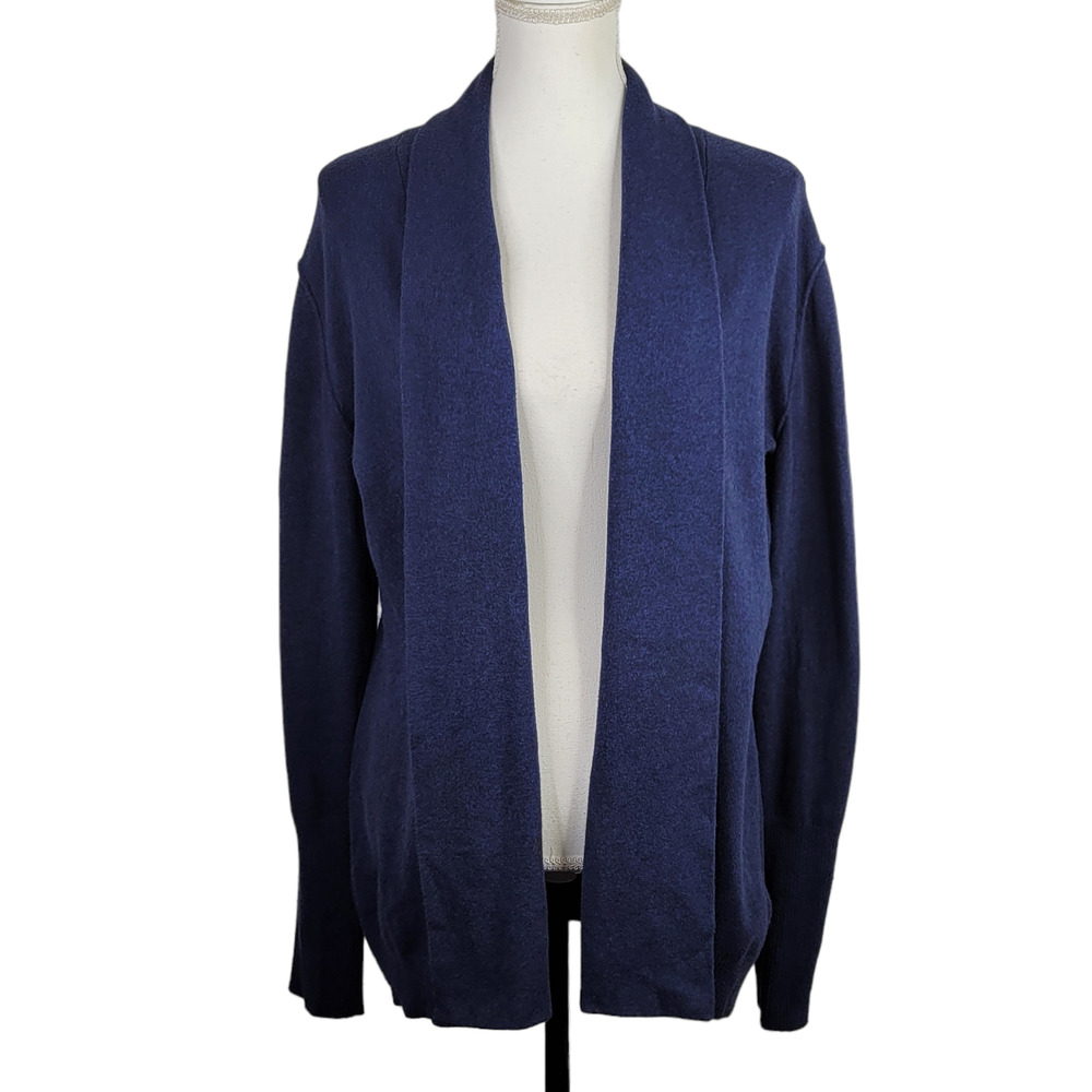 Kersh Open Front Cardigan XL Navy Blue Collared Long Sleeve Sweater